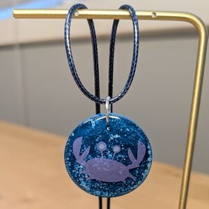 Ocean Blue Crab Pendant Necklace